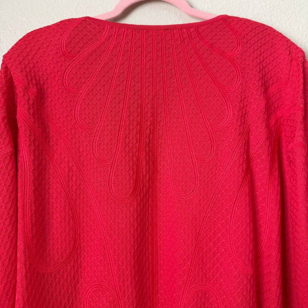 Misook Cardigan Sweater Womens 3X Coral Textured Knit Open Front 3/4 Sleeve - Picture 8 of 12